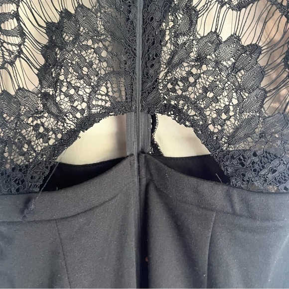 Lace Plunge Mini Dress Black/Cream Small - Picture 10 of 12